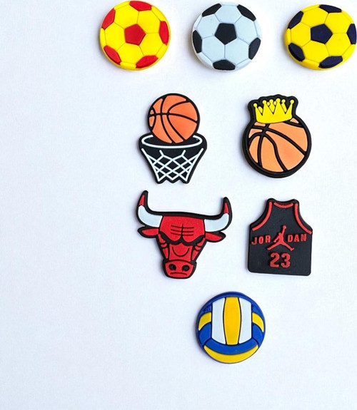 Terlik Süsü Jibbitz Futbol Basketbol Voleybol Topu 8 'Li Set Figür
