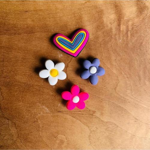 Jibbitz Terlik Süsü 4 Lü Set Kalp Ve Çiçek