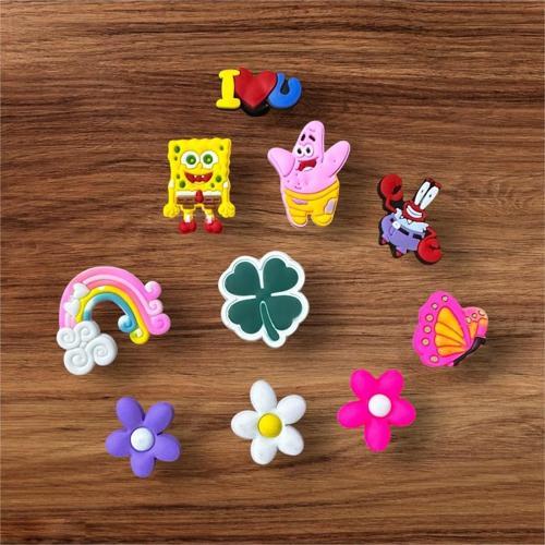 Jibbitz Terlik Süsü 10'Lu Set Sünger Bob,Bay Yengeç,Çiçek,Gökkuşağı