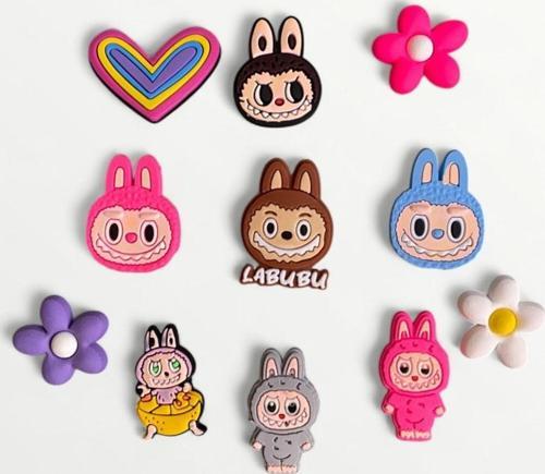 Jibbitz Terlik Süs 11'Li Süper Set Labubu,Kalp,Çiçek