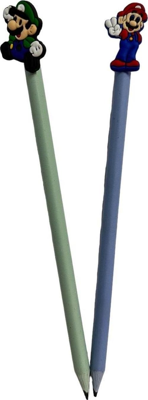 3D Mario Figürlü Kalem Başlığı Ve Kurşun Kalem A06 2 Li Set