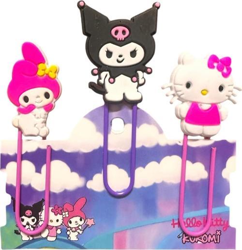 Kuromi Hello Kitty My Melodi Kitap Ayracı / Ataç 3 Lü Set