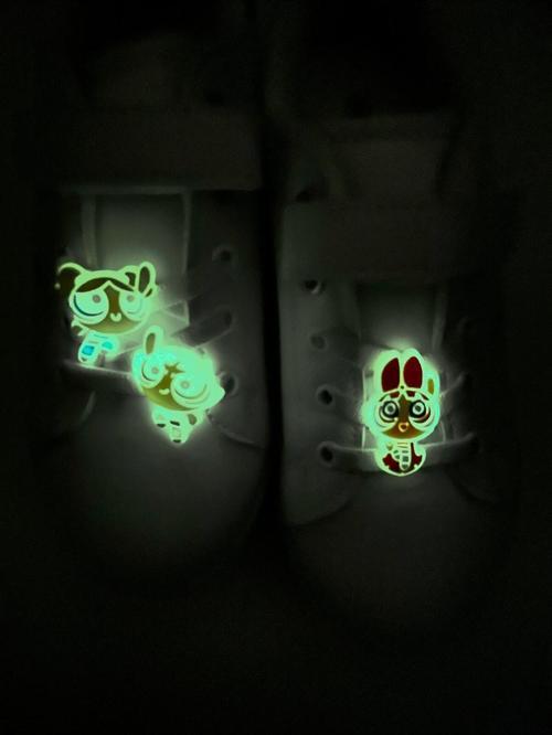 Gece Parlayan Neon Bağcık Spor Süsü Klipsli 3 Lü Set Powerpuff Girls