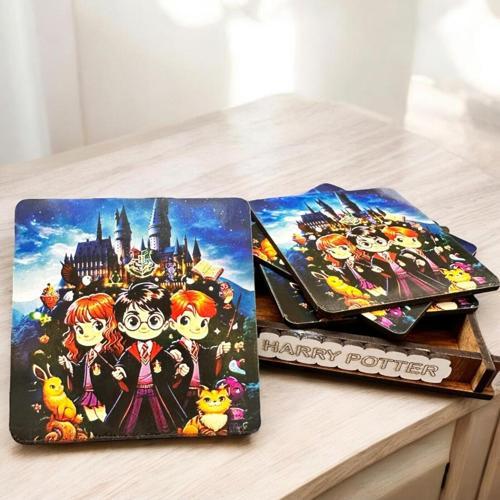 Bardak Altlığı 4'Lü Kutulu Ahşap Harry Poter