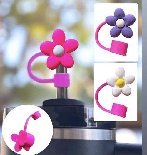 Termos Uyumlu 3 Adet (10Mm) Toz Geçirmez Papatya Figürlü Quencher Pipet Tıpası Kapağı