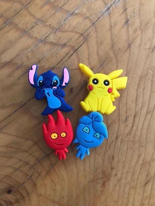 Jibbitz Terlik Süsü Pikachu Stitch(Stiç) Ve Fireboy Watergirl 4'Lü Set