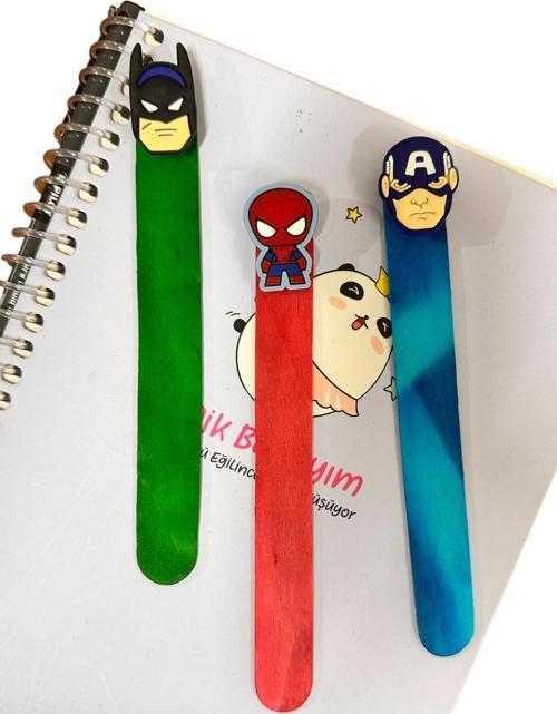 Batman Örümcek Adam Kaptan Amerika Kitap Ayracı 3 Lü Set