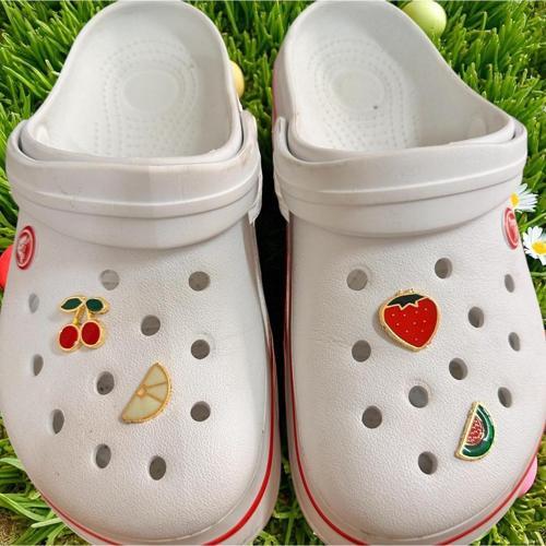 Metal Terlik Süsü Jibbitz / Süsü Klipsli 4 Lü Meyveler Kiraz Karpuz Çilek Limon