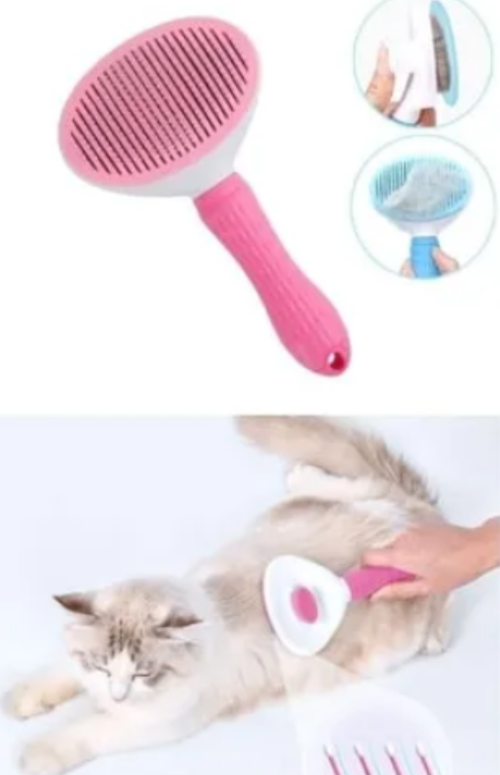 Otomatik Tarak Temizlenen Tuşlu Evcil Hayvan Fırçası Kedi Köpek Tüy Toplayıcı Tarak düğmeli pm