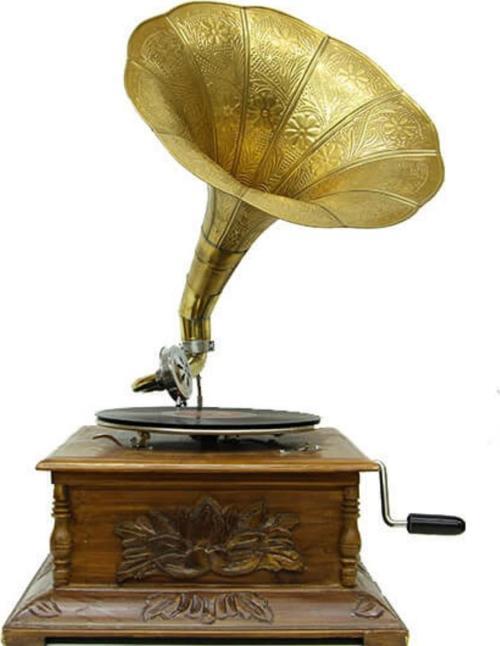 Gramofon Nostaljik Ahşap Gramofon Kare Oymalı 533 Plakçalar ASIG504SF