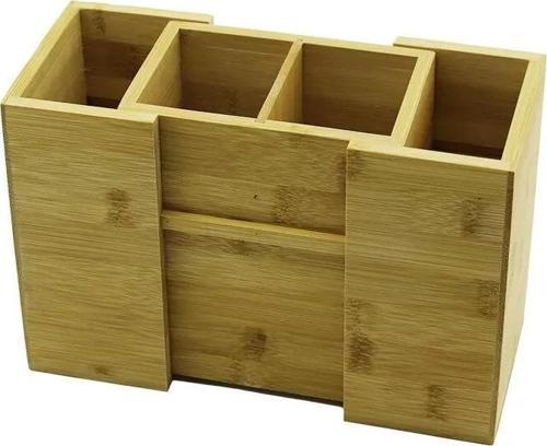 Aç-kapa - 2+2 Bölmeli   Tezgah Üstü  Bambu - Ahşap Kaşıklık