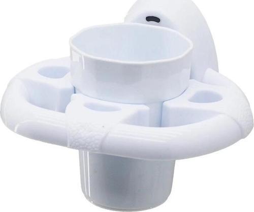 Diş Fırçalık  Beyaz Plastik Yapışkanlı - Duvara Monte