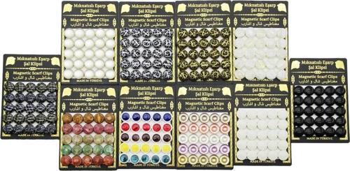 25pcs Takım   Mıknatıslı  Eşarp Şal Klipsi  1 Kart