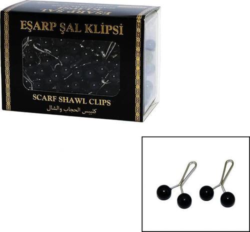 Siyah 100 Parça  Eşarp Başörtü - Şal Klipsi