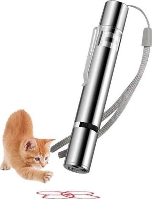 Usb İle Şarj Edilebilen 3ın 1 Kırmızı Işık +beyaz Led Meşale Işık + Uv El Feneri Kedi Lazeri