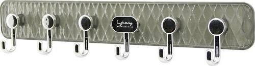 Delux Askı Mika Kristal Plastik Tabanlı  6 Kollu= Tak Çıkar  Yapışkanlı Montaj 6x42cm