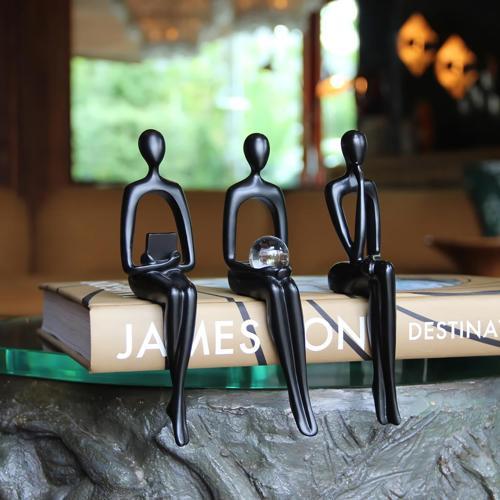 İskandinav Tarz Soyut 3lü Düşünen Heykel Dekoratif Biblo Ev & Ofis Hediyesi Özel Günler İçin Hediye