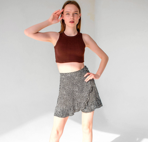 Fitilli Süper Crop Halter Yaka Örme Atlet