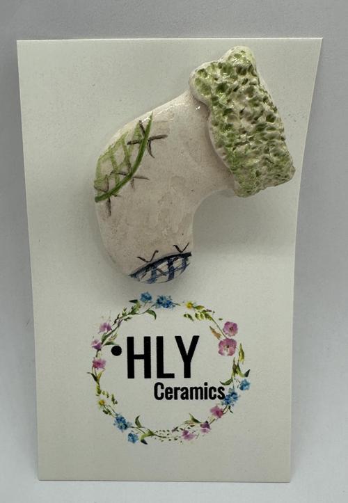 Yeşil Çorap Şeklinde Seramik Yaka İğnesi