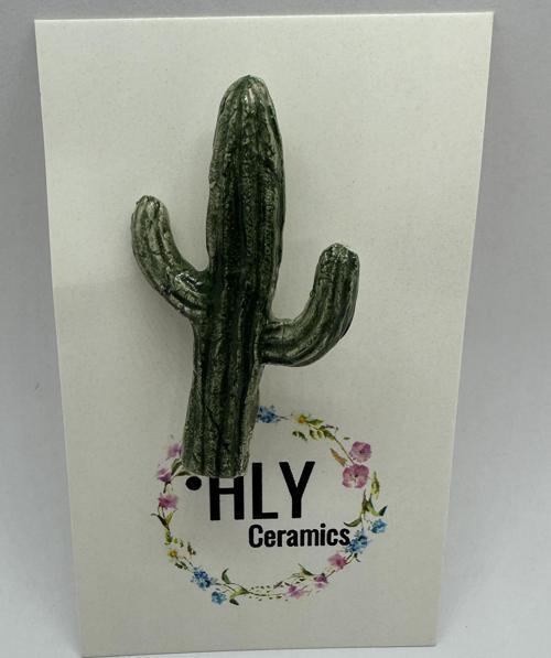 Kaktüs Formu Seramik Yaka İğnesi / Broş