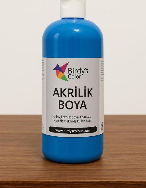 Mavi Akrilik Boya 500gr - 2li Fırça Hediyeli