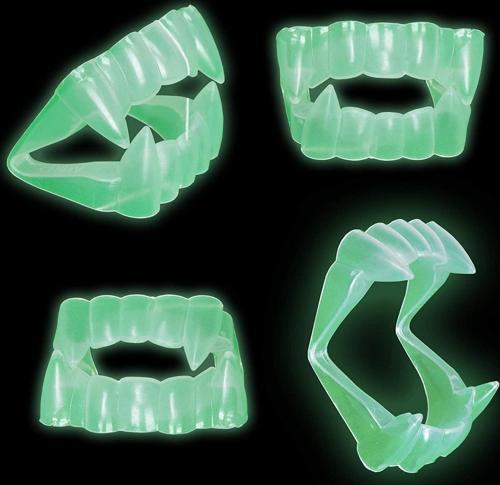 Büro Ev Ofis Gösteri Kostümü için Çift Damak Karanlıkta Fosforlu Takma Vampir Dişi