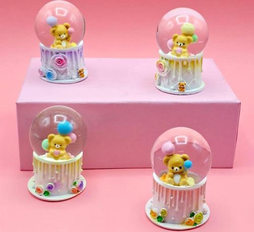 Büro Ev Ofis Dekoru için Tekli Mini Sevimli Ayıcık Kar Küresi