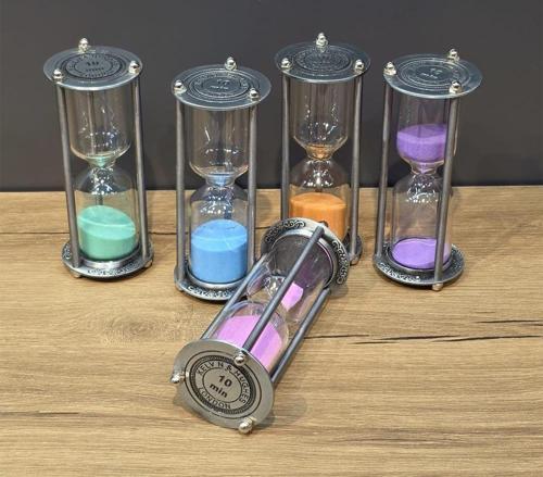 Büro Ev Ofis Dekoru için Tekli Metal 10DK Zamanlı Kum Saati