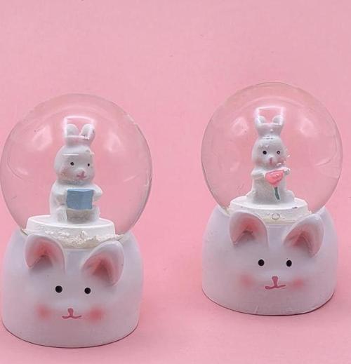 Büro Ev Ofis Dekoru için Tekli Mini Tavşan Tasarım Kar Küresi