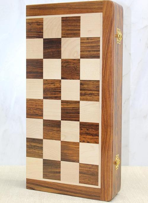 Büro Ev Ofis Hediyesi için 40CM Ahşap Kutulu Mıknatıs Taşlı Katlanır Satranç Seti