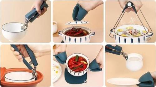 Büro Ev Ofis Mutfağı için 4PARÇA Tencere Tabak Tutucu Fırın Eldiveni Yanmaz Seti