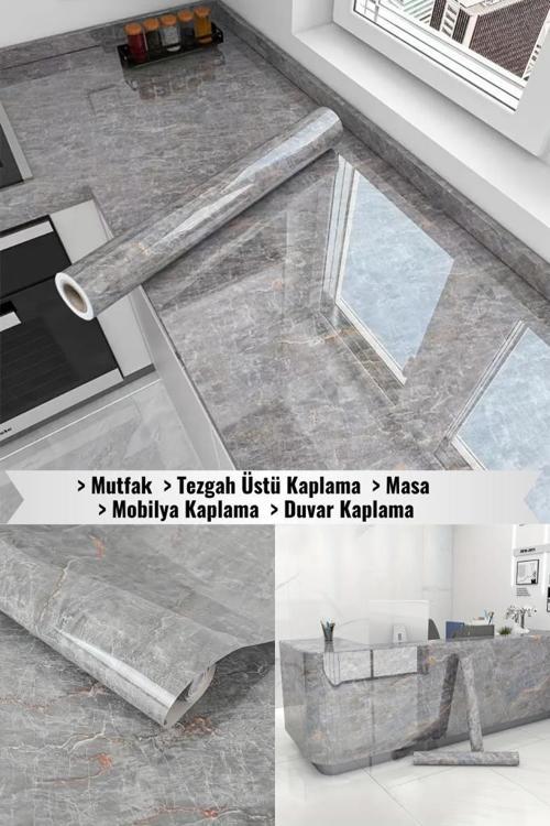 Mermer Desenli Sticker Folyo Atina Grisi 60CM*5MT