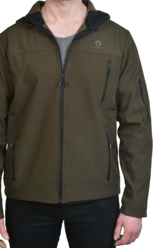 Erkek Haki Kapşonlu Soft Shell Mont Vo602T48-E