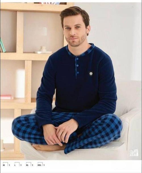 Erkek Düğme Yaka Kışlık Polar Pijama Takımı 6100/10,1 - 1 Adet