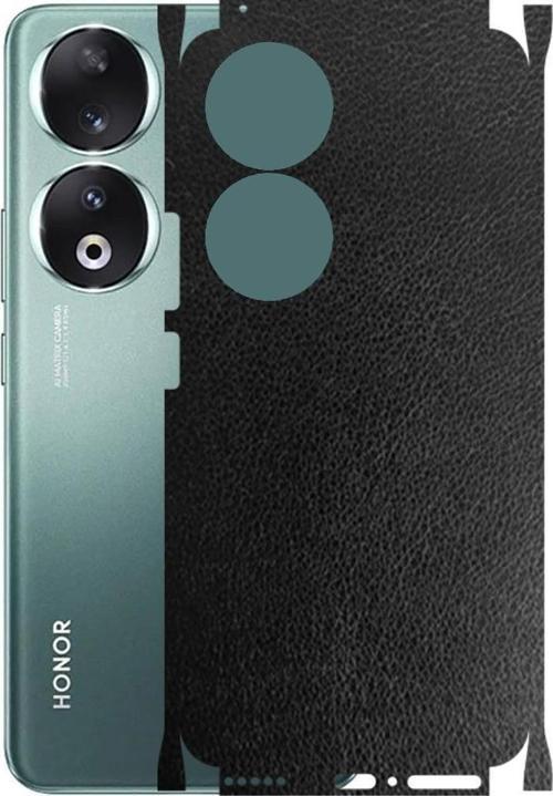 Honor 90 ile Uyumlu 360 Arka Kaplama  Deri Desenli Siyah