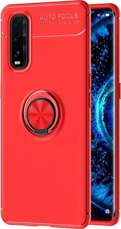 Oppo Find X2 Kılıf Range Yüzüklü Silikon - Kırmızı-(5796)