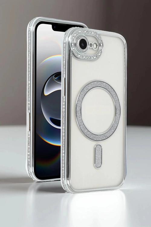 Apple iPhone 16E Joke Simli Magneticsafe Kılıf - Gümüş-(5796)