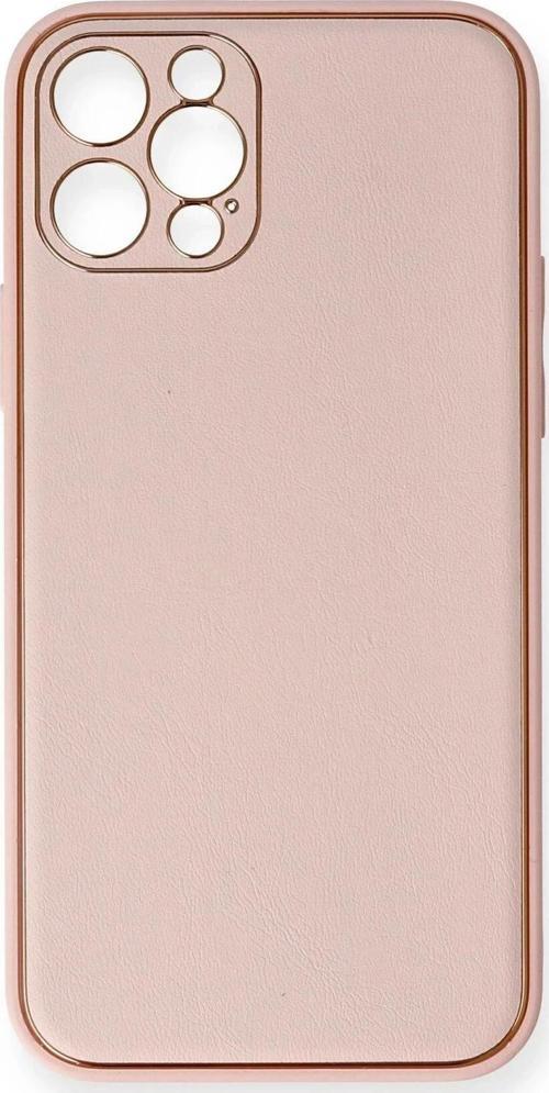 iPhone 12 Pro Kılıf Coco Deri Silikon Kapak - Pembe-(5796)