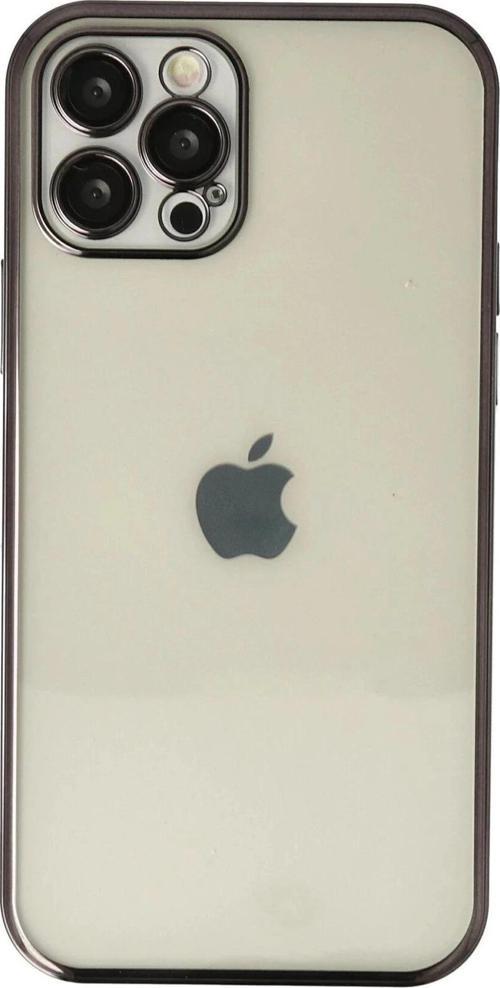 iPhone 12 Pro Kılıf Lensli Silikon - Siyah-(5796)