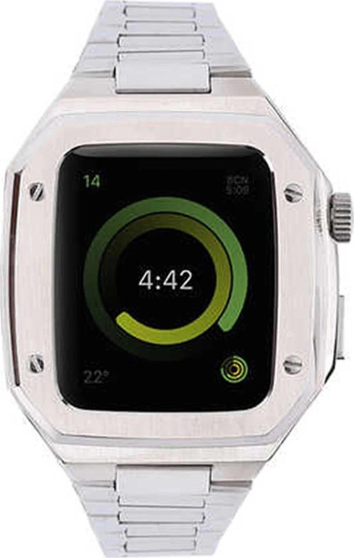 Apple Watch 44mm Metal Petek Kasalı Kordon - Gümüş-(5796)