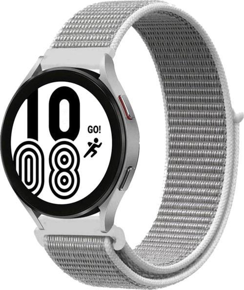 Samsung Galaxy Watch 4 Hasırlı Cırtcırtlı Kordon - Beyaz-(5796)
