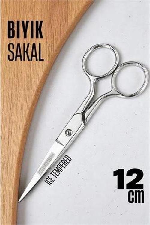 Turk Ice Tempered 702 Bıyık Makası - Bıyık Sakal Düzeltme Makası Kuaför Makası 12 cm