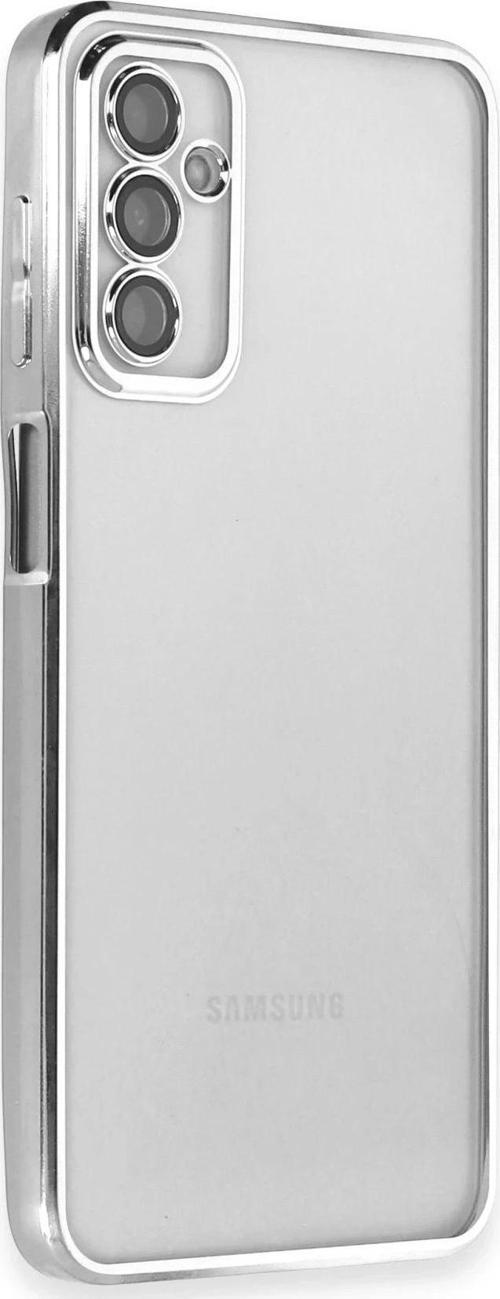 Samsung Galaxy M23 Kılıf Lensli Silikon - Gümüş-(5796)