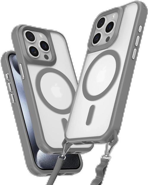 iPhone 15 Pro Max Kılıf Enka Magsafe Silikon Kılıf - Titan Gri-(5796)