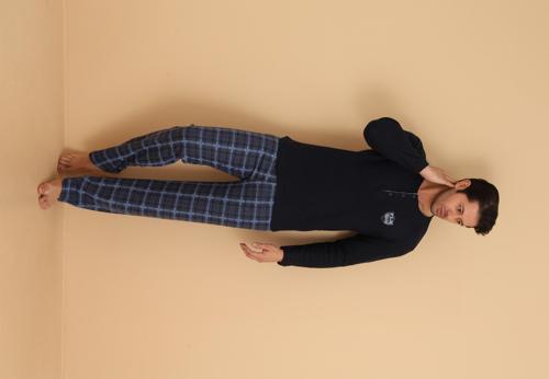 FLKN 7015 İnterlok Kışlık Ekose Pijamalı Erkek Pijama Takımı