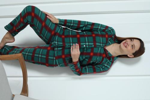 Fawn 3957 Boydan Düğmeli Polar Kışlık Kadın Pijama Takımı