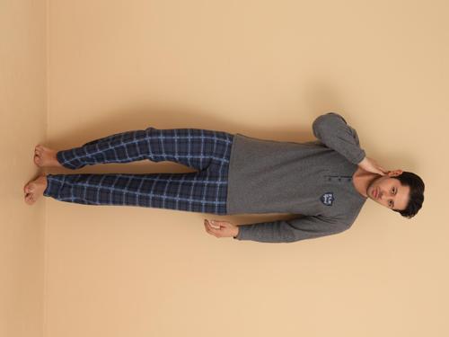 FLKN 7015 İnterlok Kışlık Ekose Pijamalı Erkek Pijama Takımı
