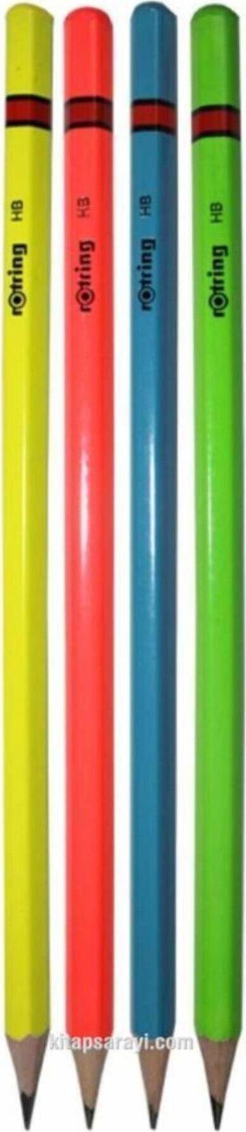 Kurşun Kalem Hb Neon Fosforlu 4 Adet - Siyah