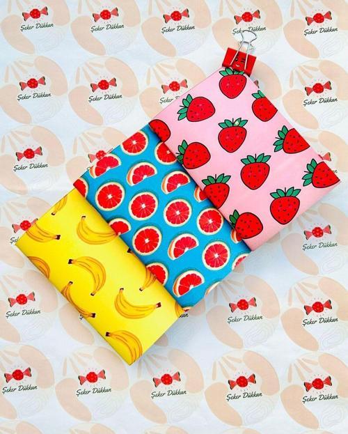 Meyveler Desenli 10X14 Çizgisiz Not Defteri 3'Lü Set