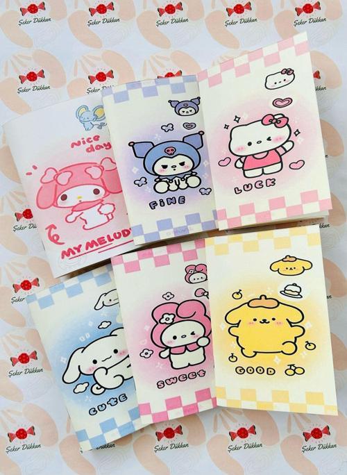 (Mymelody,Fine,Luck,Cute,Sweet,Good) 6Lı (Not) Defteri Çizgisiz